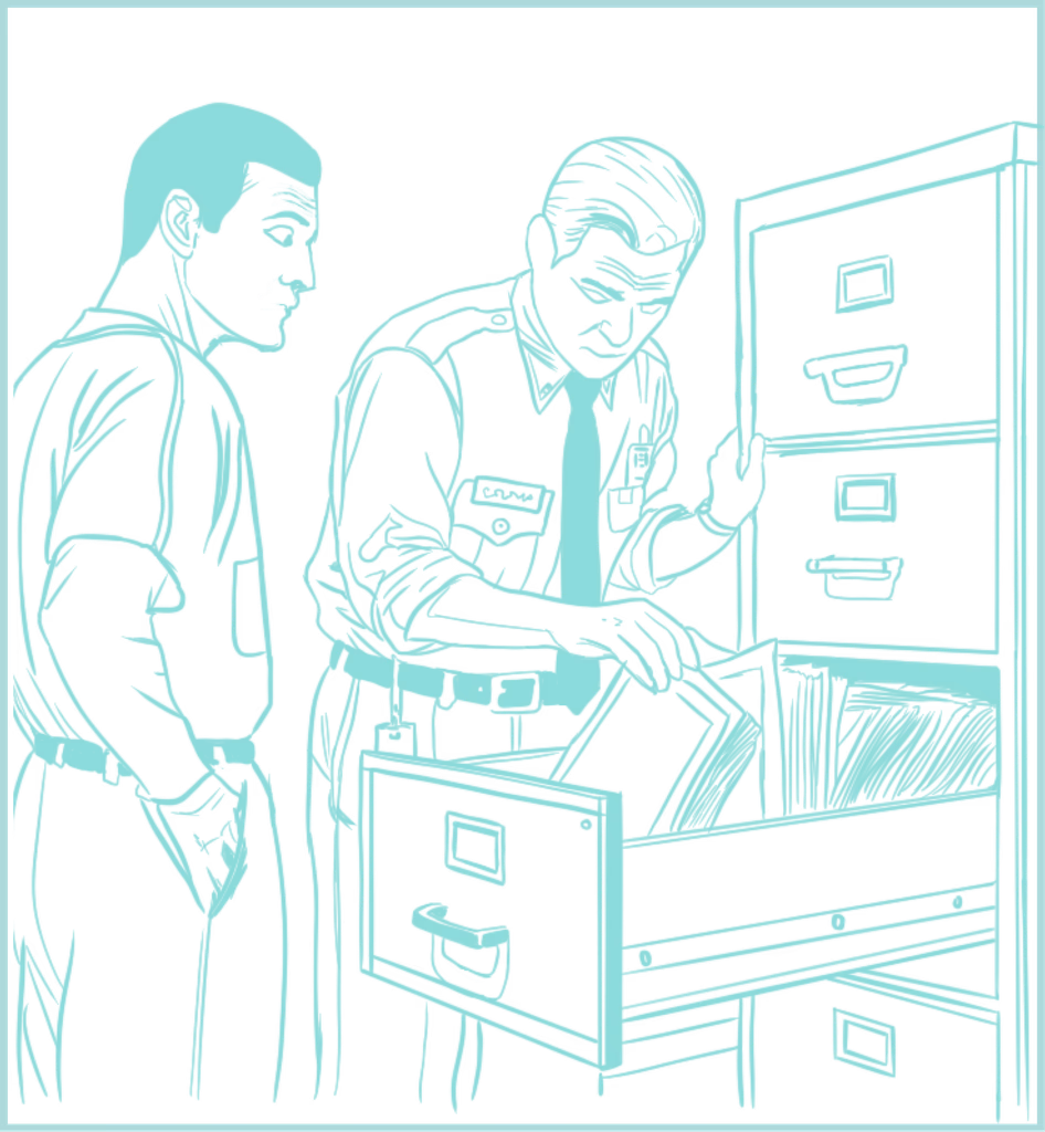 Sketch illustrating fragmented document storage without a central system